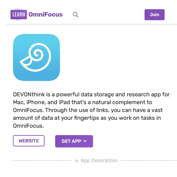 Screenshot of the Learn OmniFocus website.