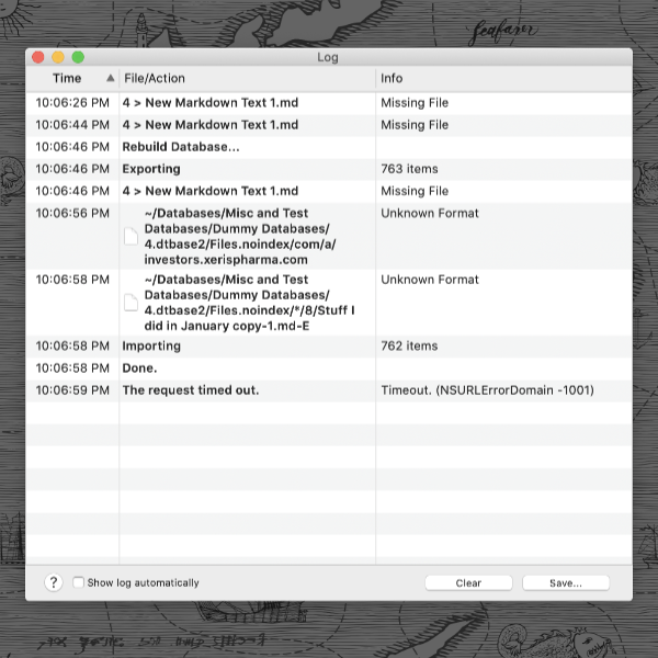 Log window with results.