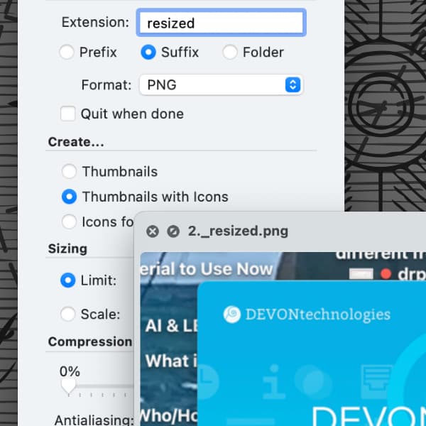 Bildschirmfoto, auf dem das Einstellungsfenster der Anwendung ThumbsUp zu sehen ist.